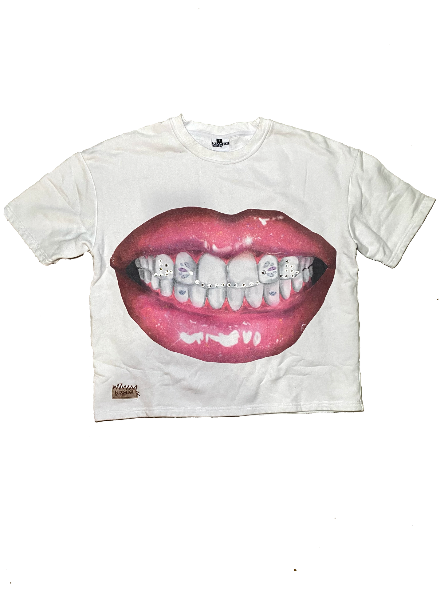 tooth gem heavy weight tee - white (slightly faded)